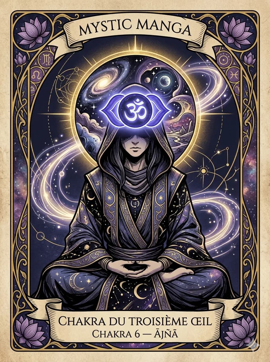 Mystical card of the Third Eye Chakra (Ājñā)