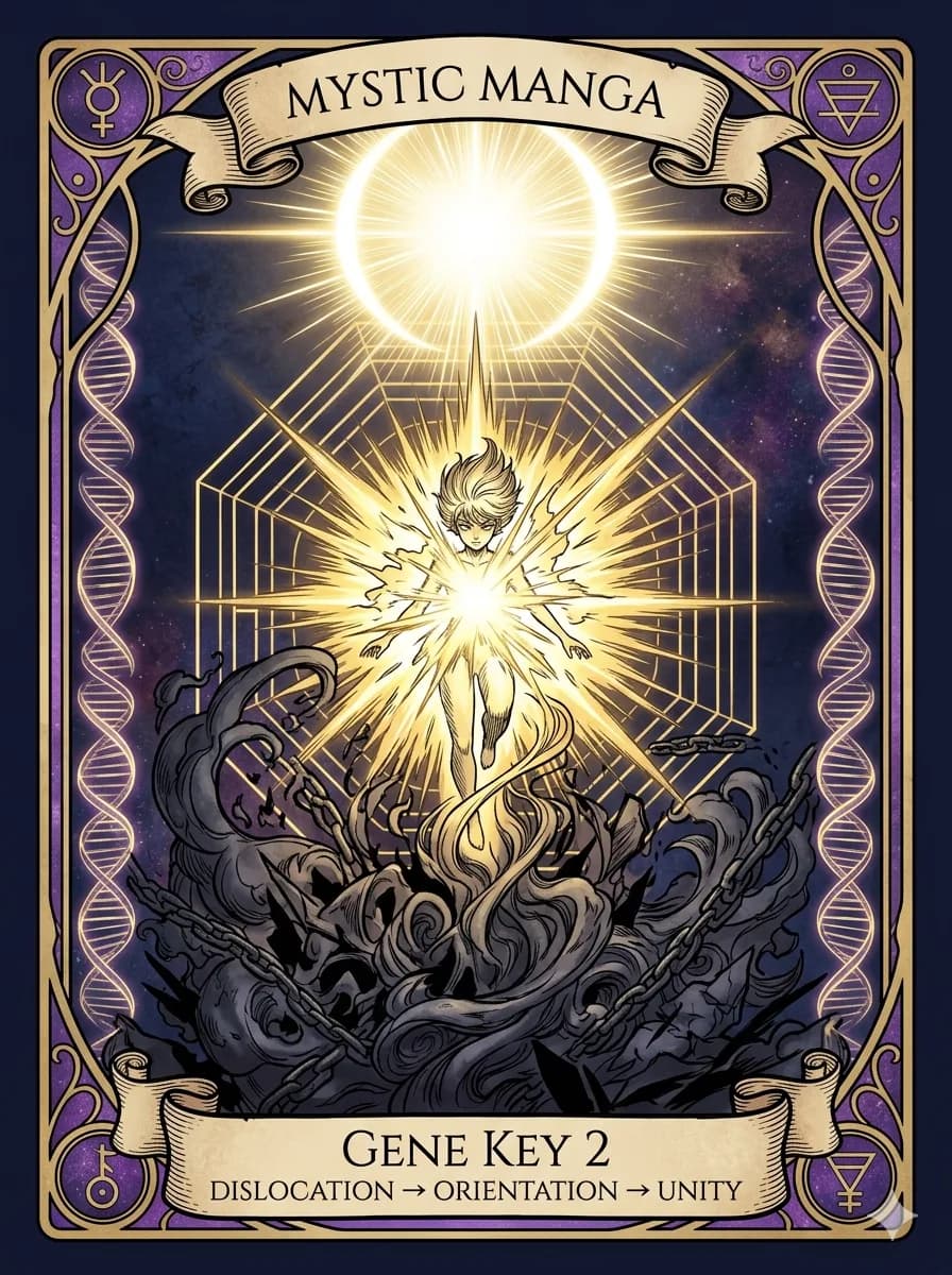 Mystical card of Gene Key 2 — Dislocation → Orientation → Unity