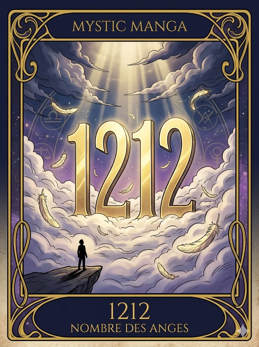 Carte mystique du nombre des anges 1212 — La Danse du Commencement et de l'Équilibre