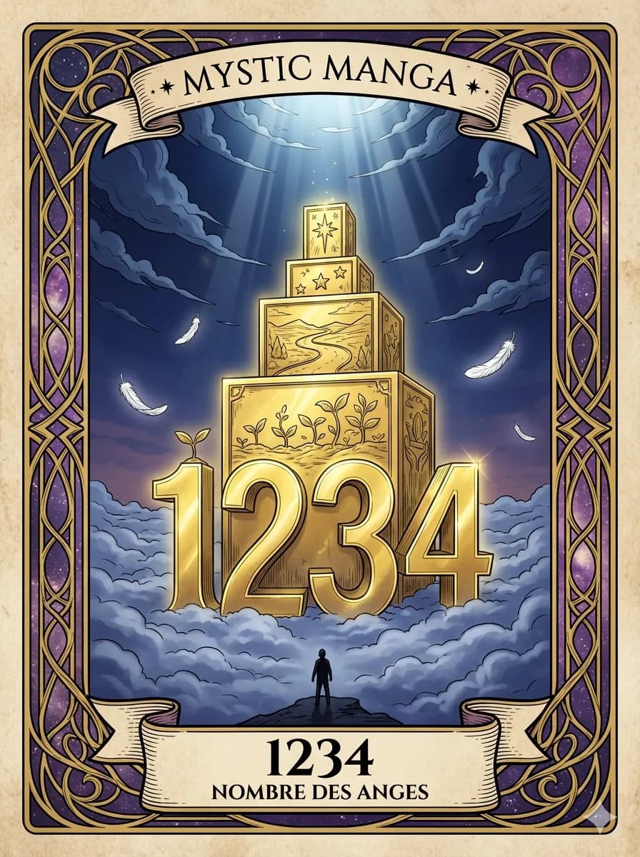 Carte mystique du nombre des anges 1234 — L'Escalier de la Croissance