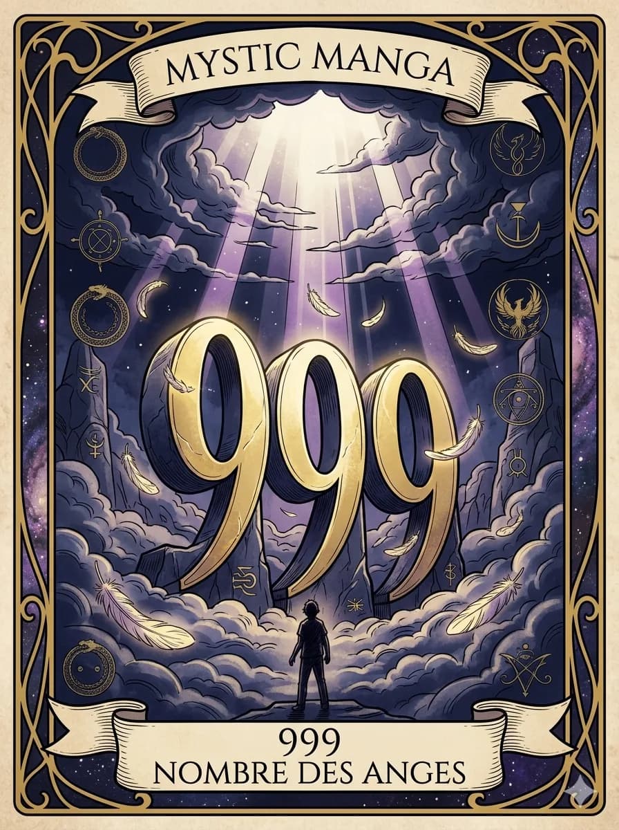 Carte mystique du nombre des anges 999 — La Complétude du Grand Cycle
