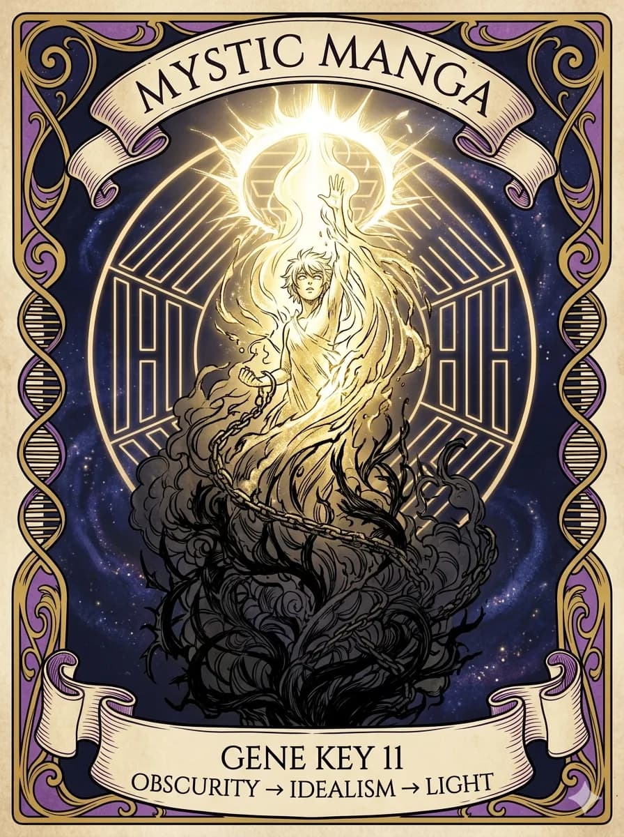 Mystical card of Gene Key 11 — Obscurity → Idealism → Light