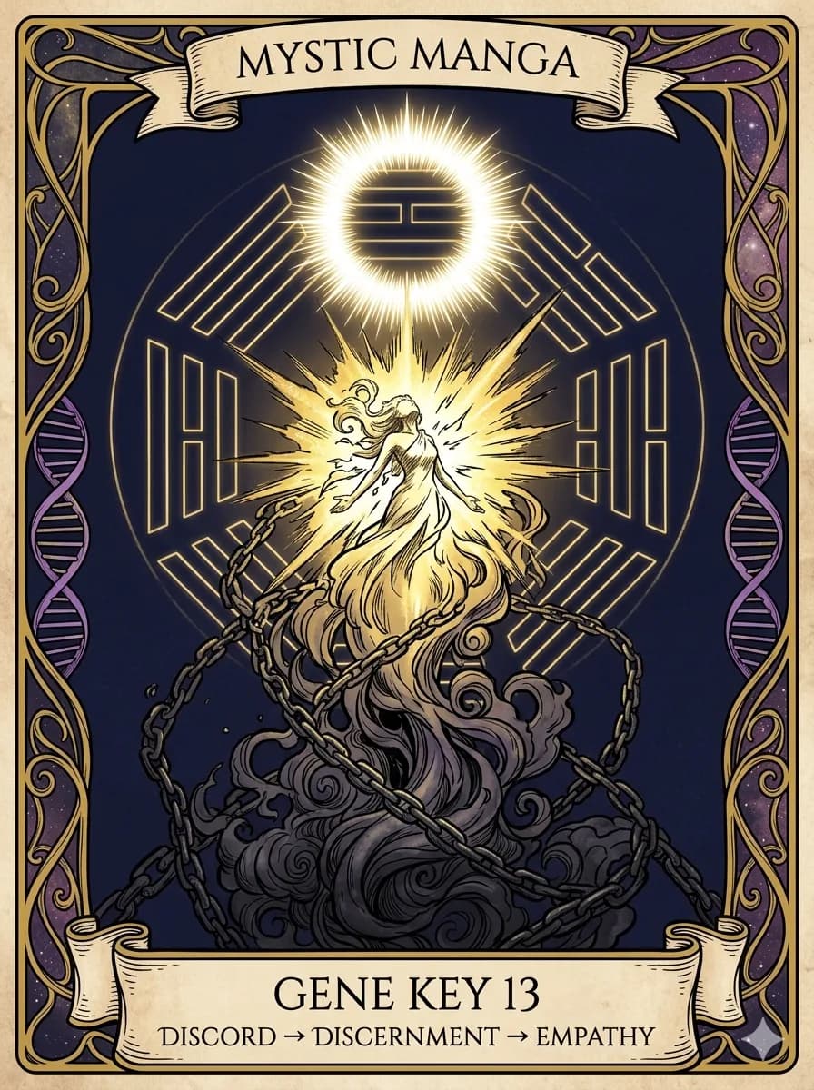 Mystical card of Gene Key 13 — Discord → Discernment → Empathy