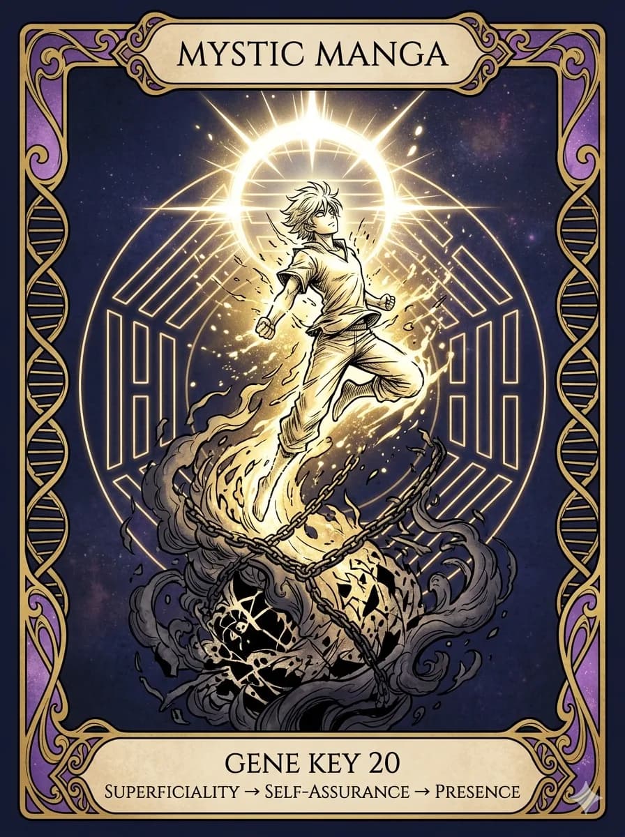 Mystical card of Gene Key 20 — Superficiality → Self-Assurance → Presence