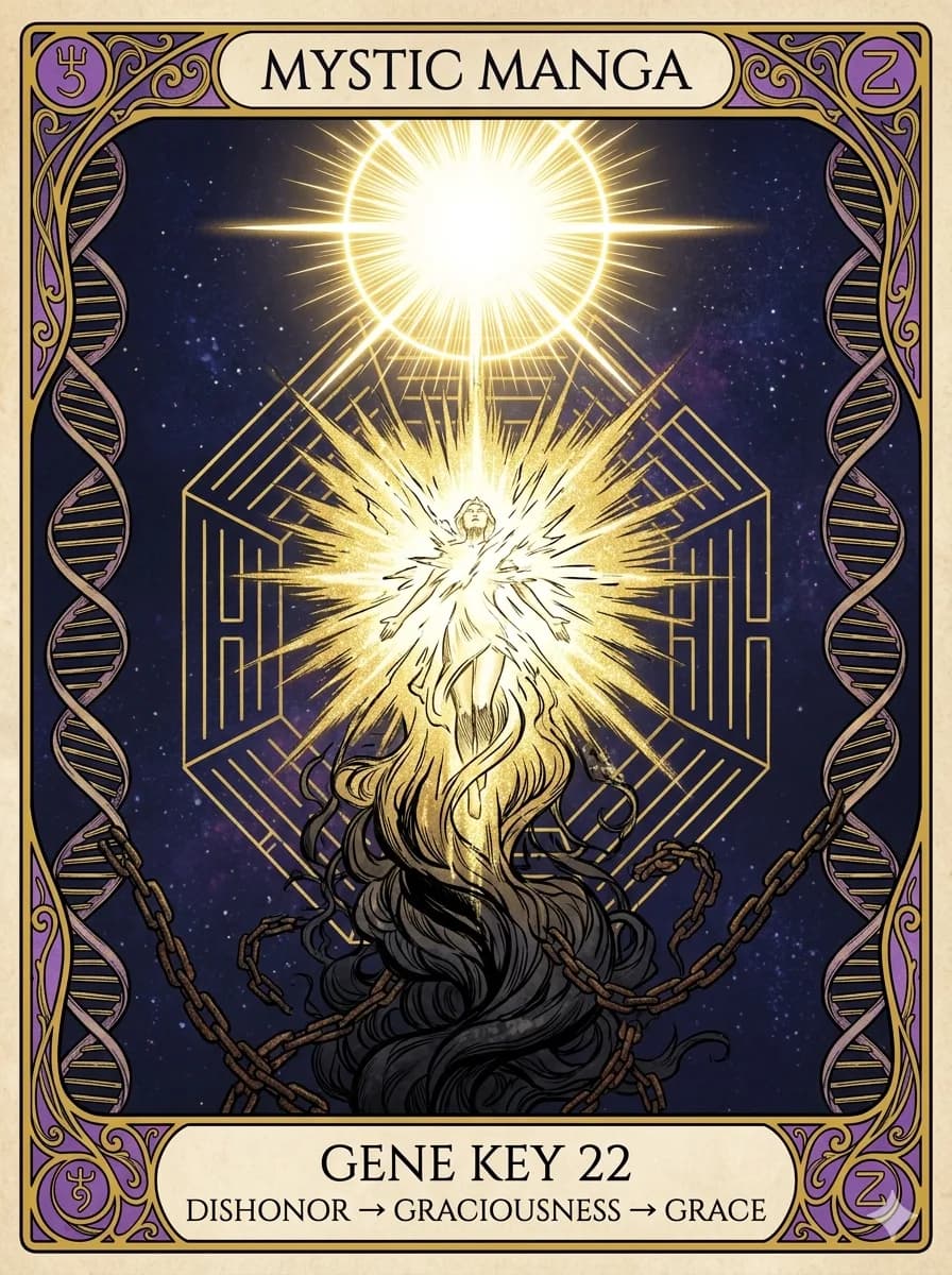 Mystical card of Gene Key 22 — Dishonor → Graciousness → Grace