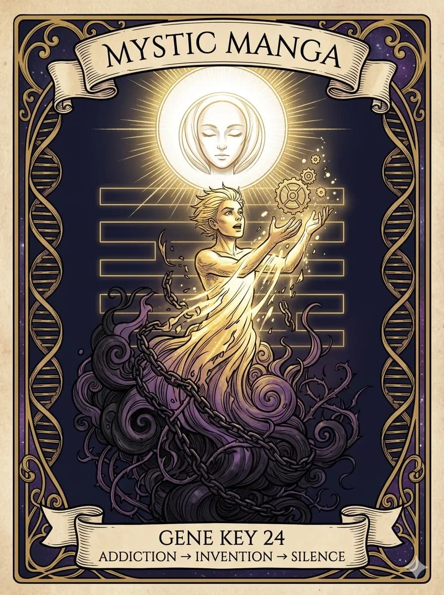 Mystical card of Gene Key 24 — Addiction → Invention → Silence
