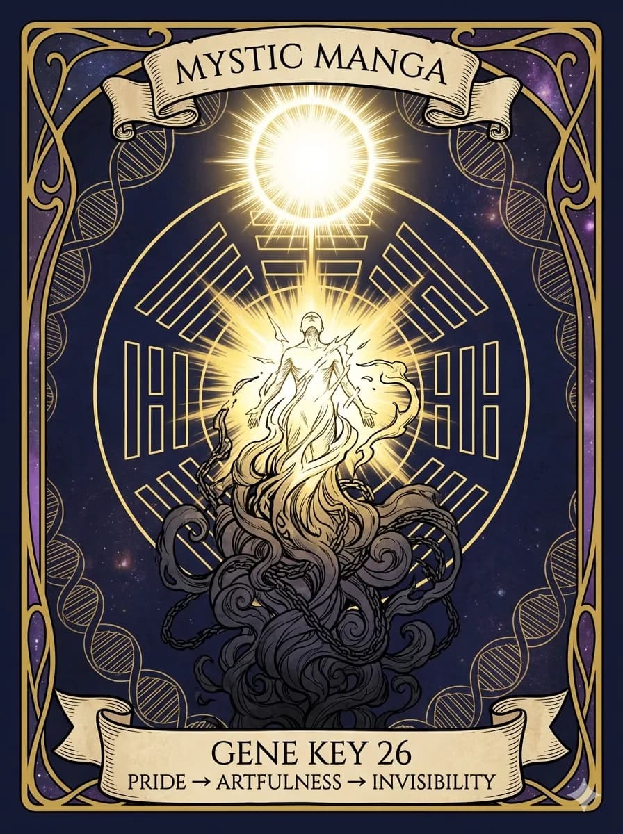 Mystical card of Gene Key 26 — Pride → Artfulness → Invisibility