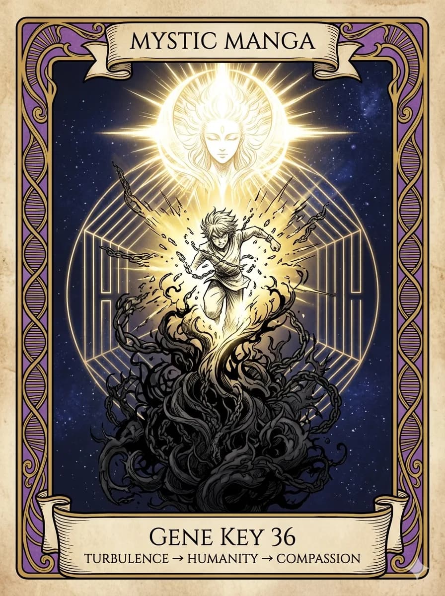 Mystical card of Gene Key 36 — Turbulence → Humanity → Compassion