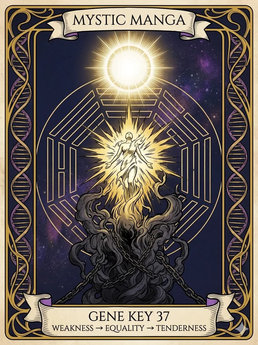 Mystical card of Gene Key 37 — Weakness → Equality → Tenderness