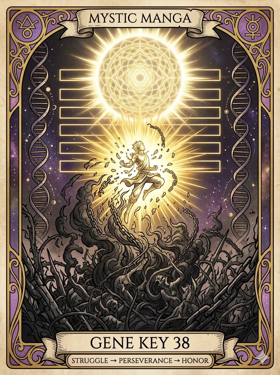 Mystical card of Gene Key 38 — Struggle → Perseverance → Honor