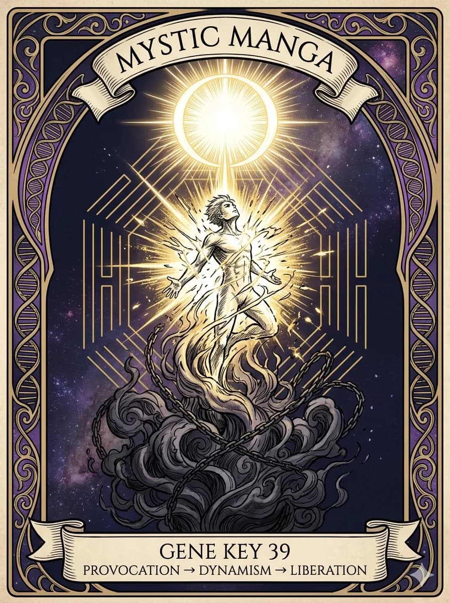 Mystical card of Gene Key 39 — Provocation → Dynamism → Liberation