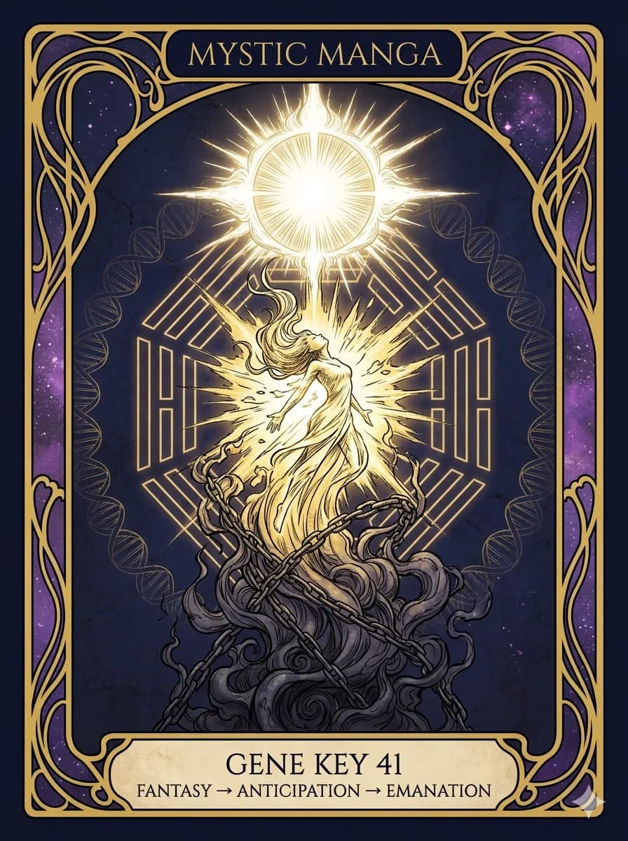 Mystical card of Gene Key 41 — Fantasy → Anticipation → Emanation