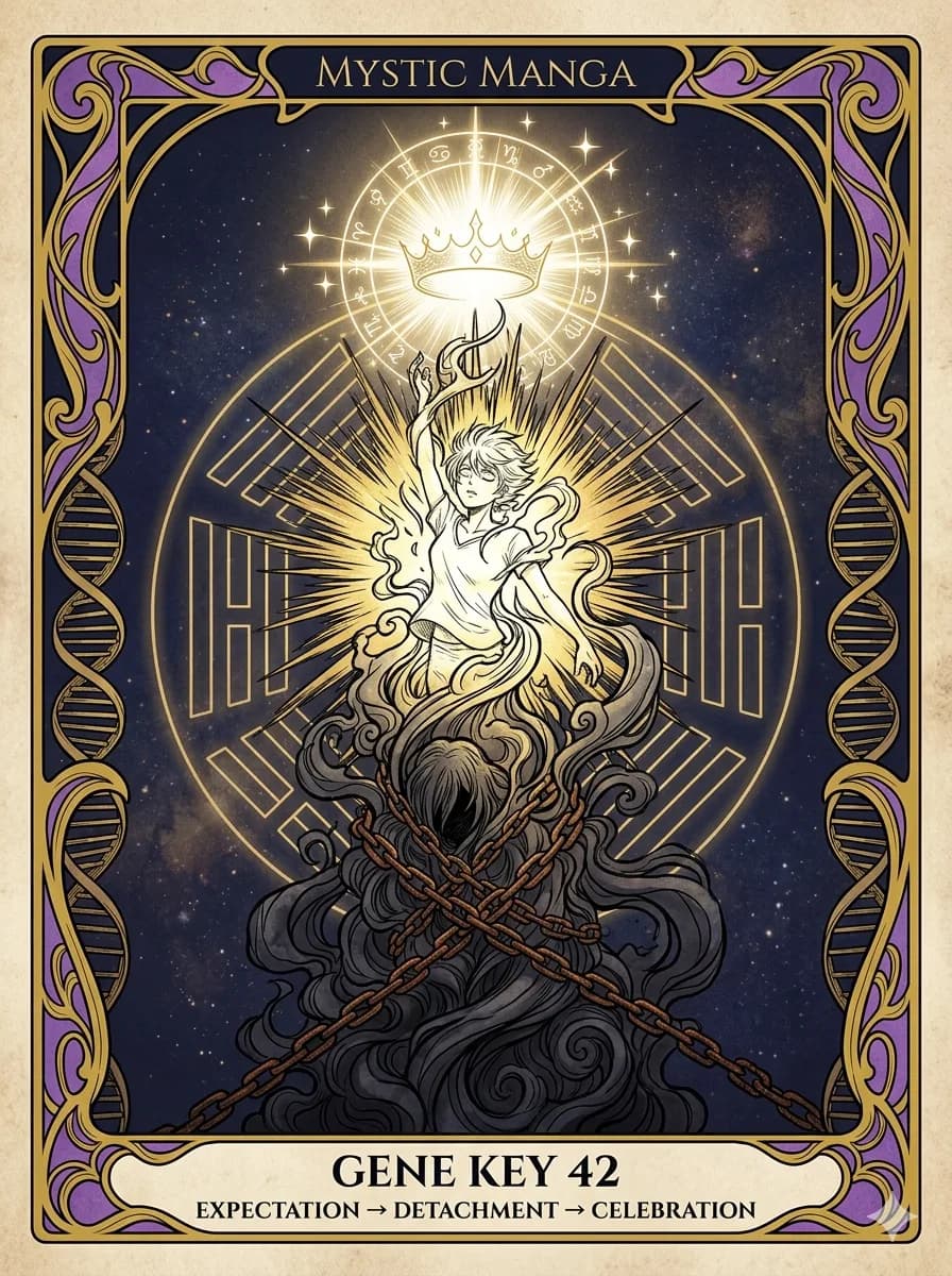 Mystical card of Gene Key 42 — Expectation → Detachment → Celebration