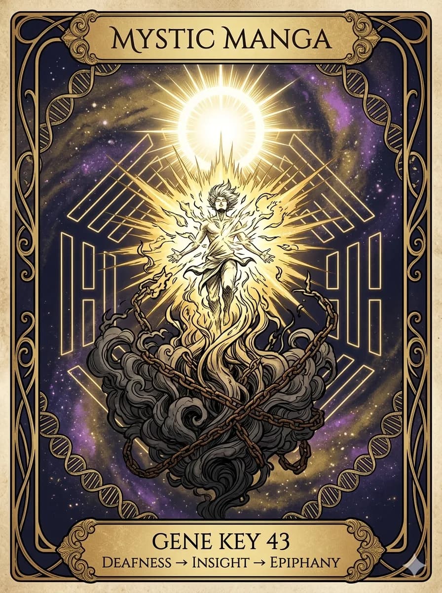 Mystical card of Gene Key 43 — Deafness → Insight → Epiphany