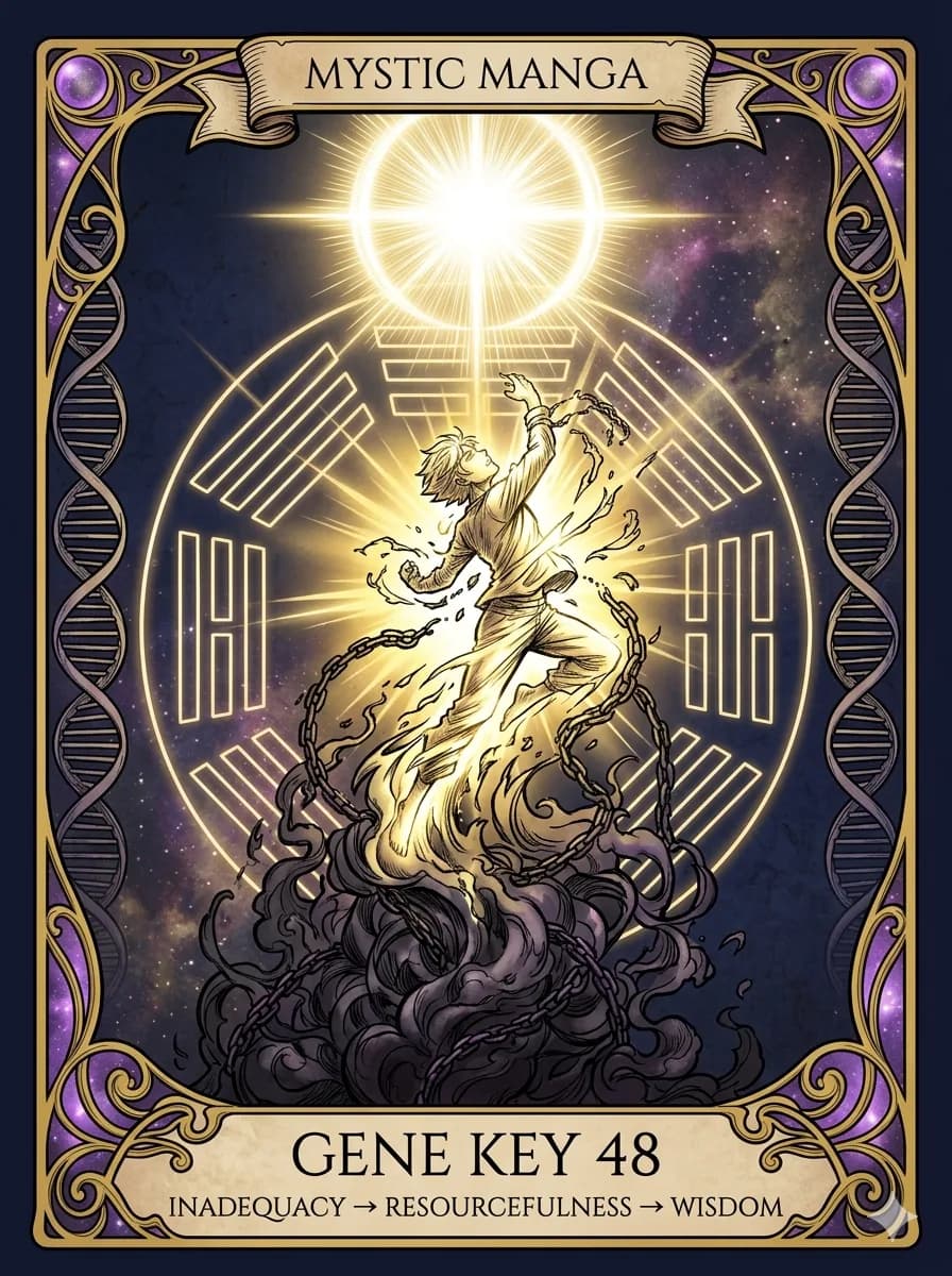 Mystical card of Gene Key 48 — Inadequacy → Resourcefulness → Wisdom