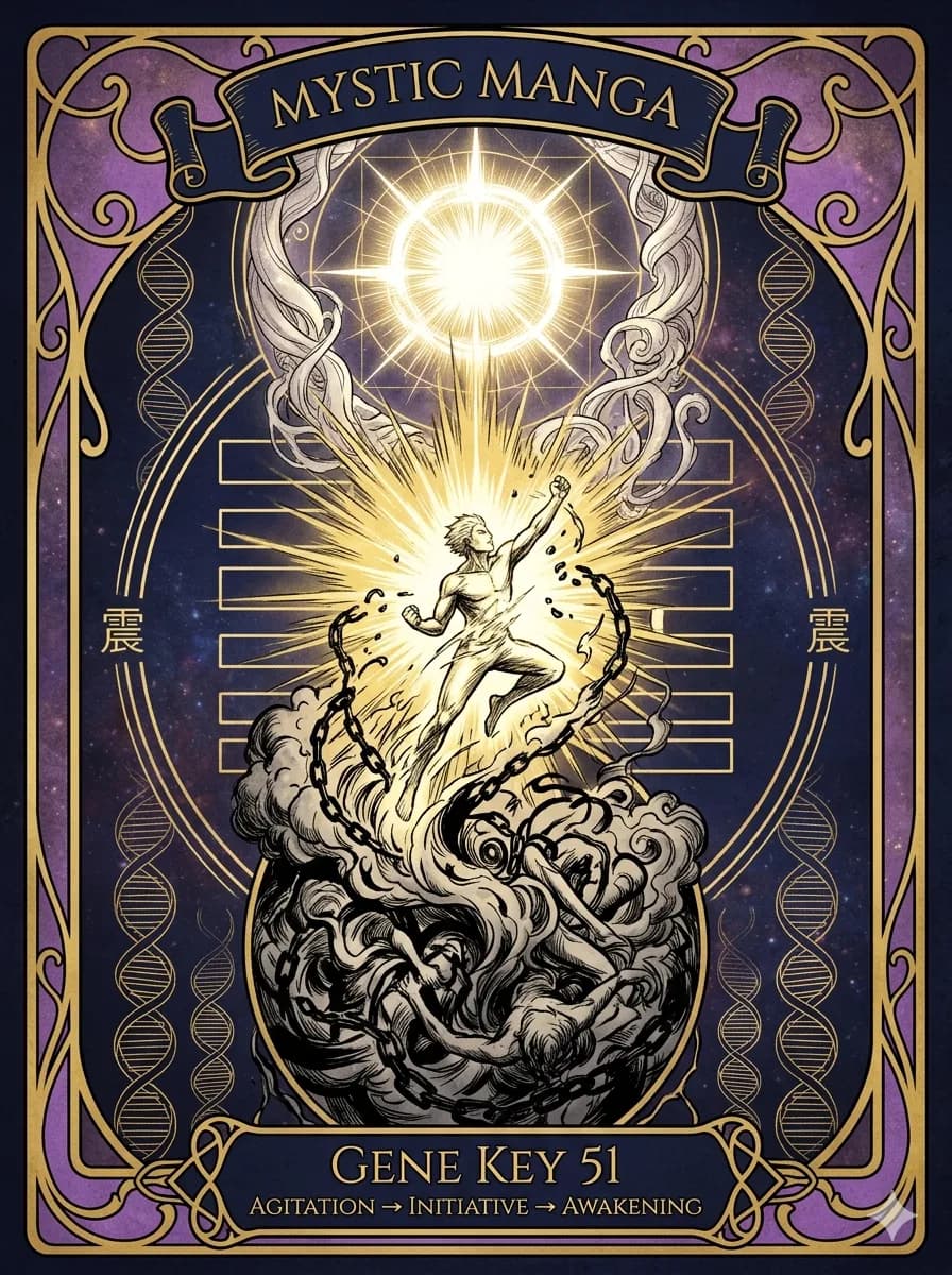 Mystical card of Gene Key 51 — Agitation → Initiative → Awakening