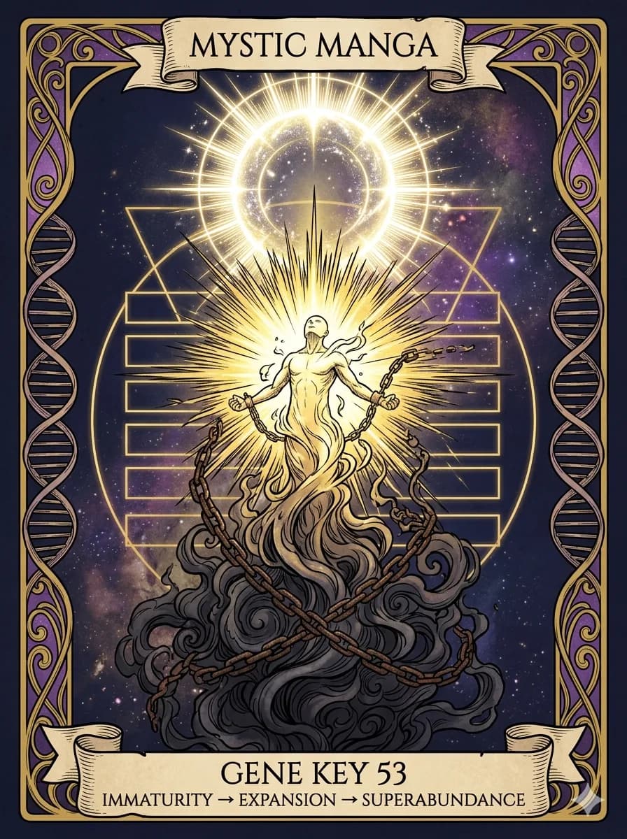 Mystical card of Gene Key 53 — Immaturity → Expansion → Superabundance