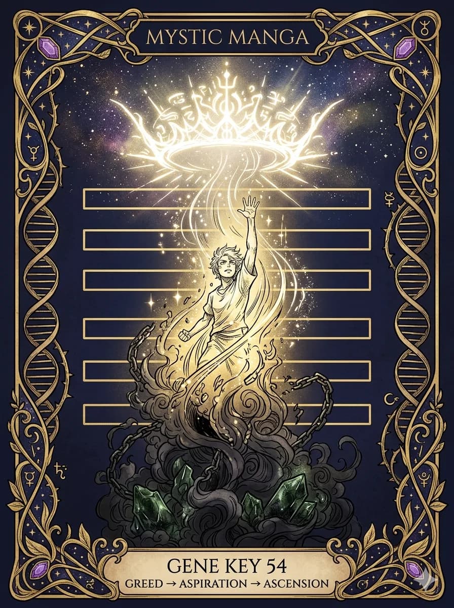 Mystical card of Gene Key 54 — Greed → Aspiration → Ascension