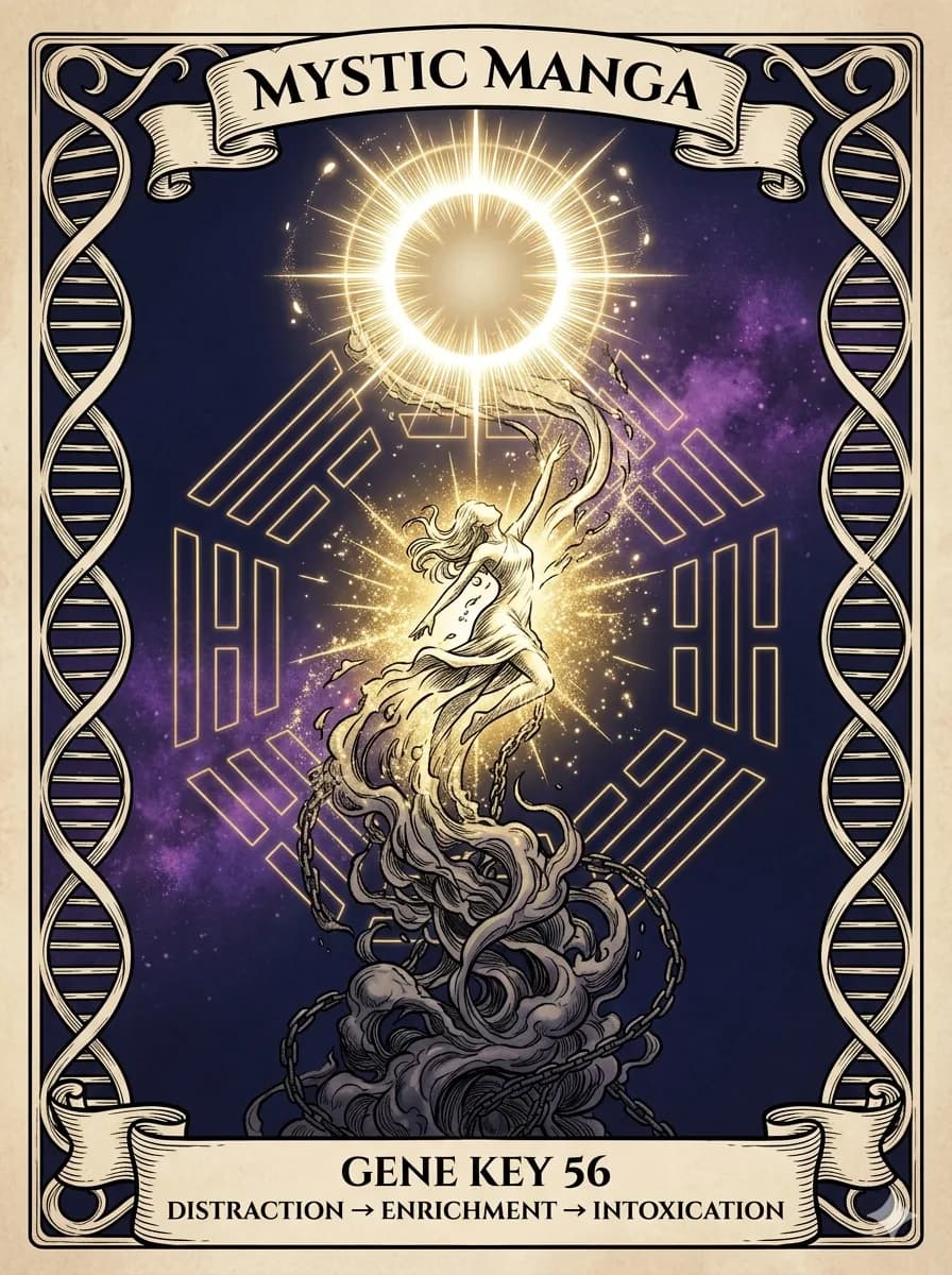 Mystical card of Gene Key 56 — Distraction → Enrichment → Intoxication