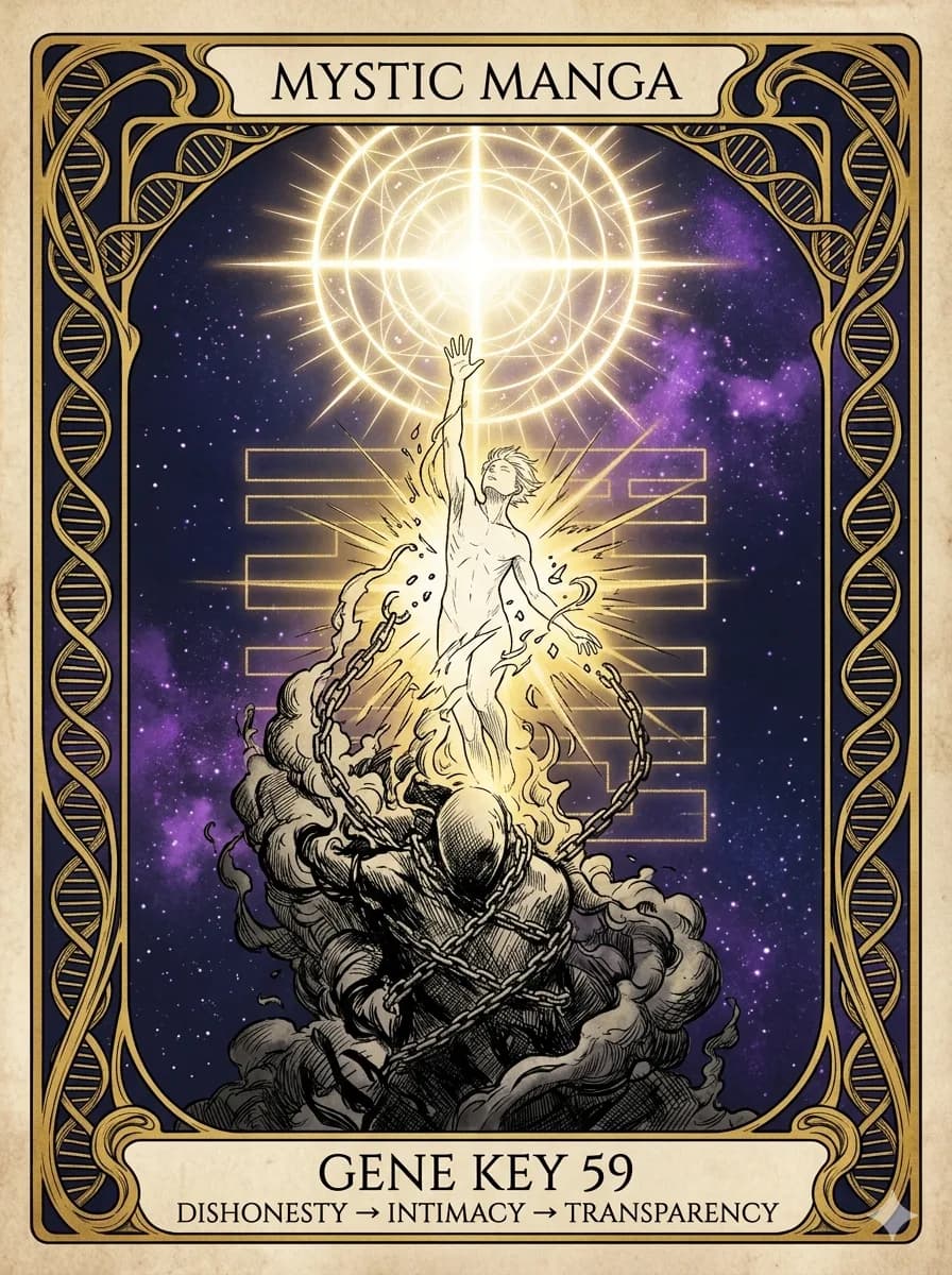 Mystical card of Gene Key 59 — Dishonesty → Intimacy → Transparency