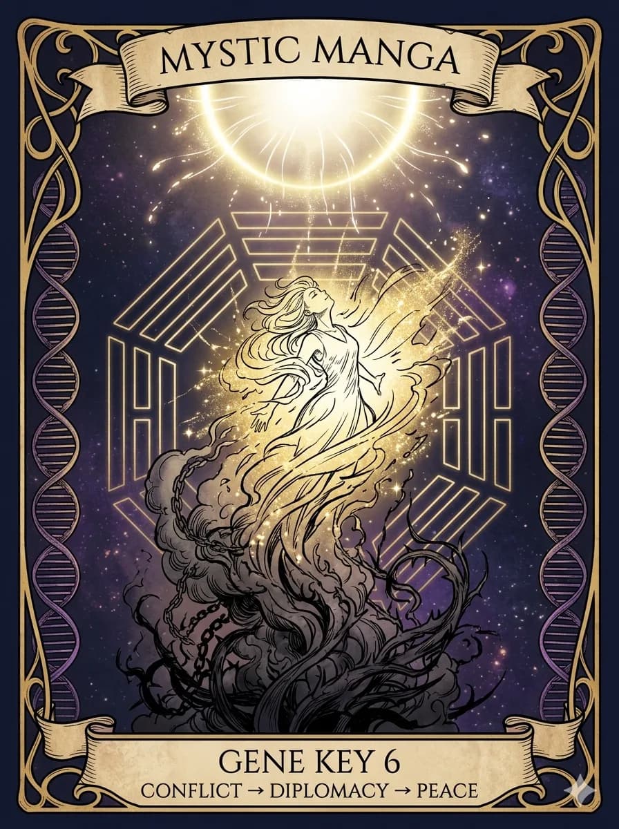 Mystical card of Gene Key 6 — Conflict → Diplomacy → Peace