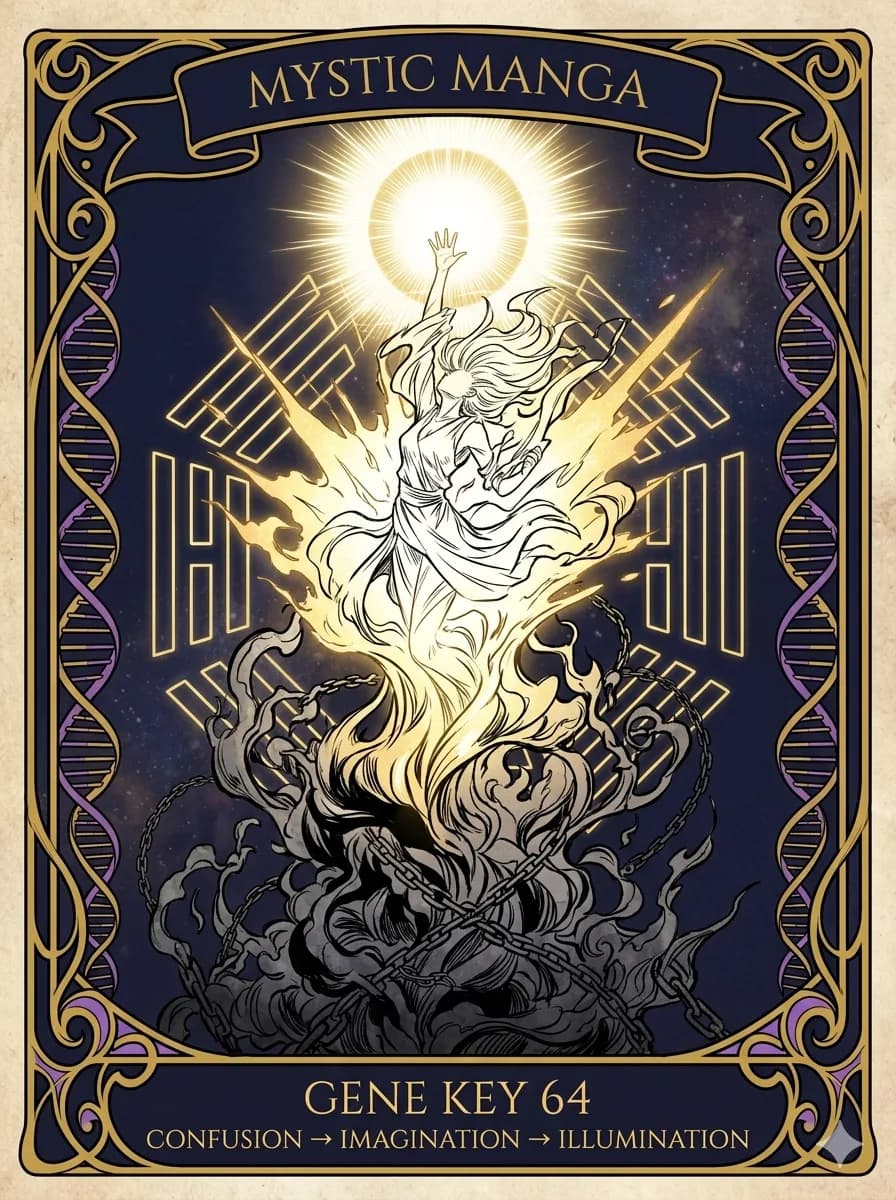 Mystical card of Gene Key 64 — Confusion → Imagination → Illumination