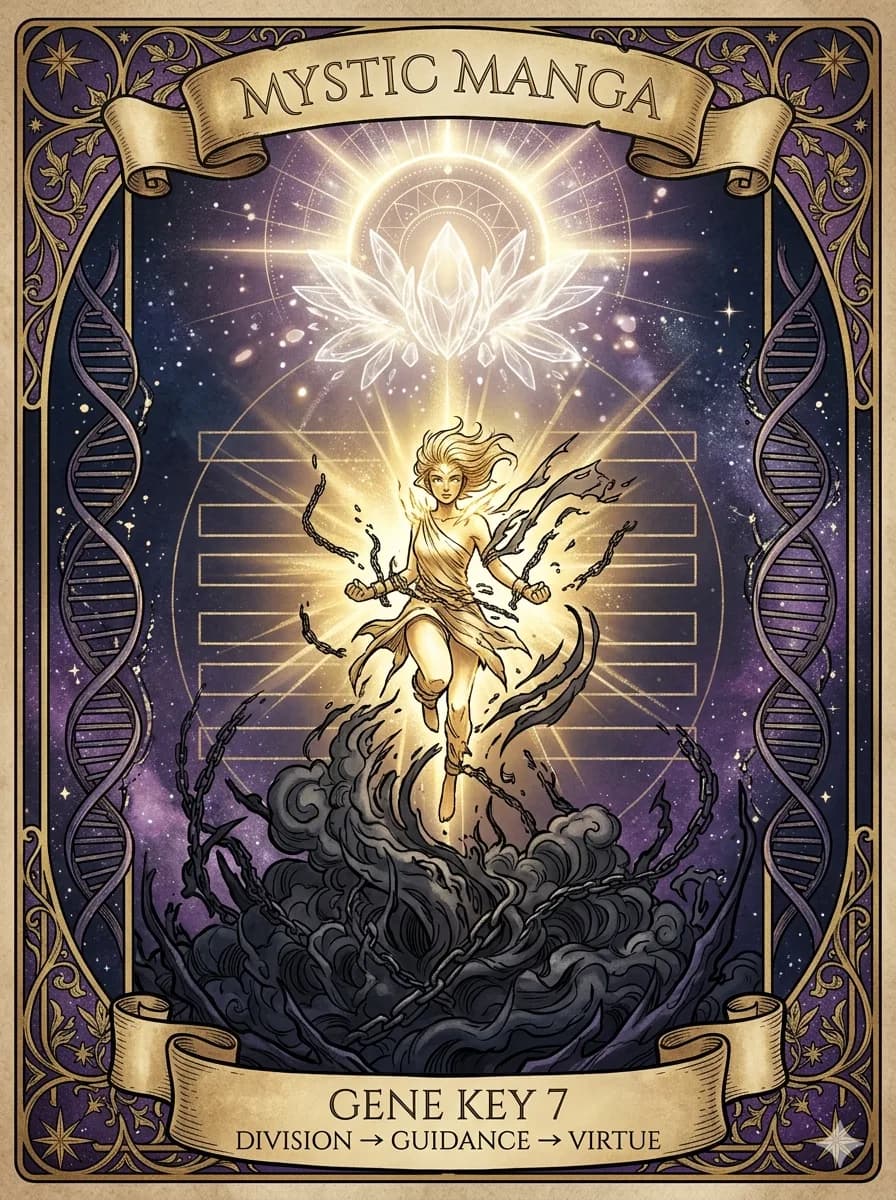 Mystical card of Gene Key 7 — Division → Guidance → Virtue