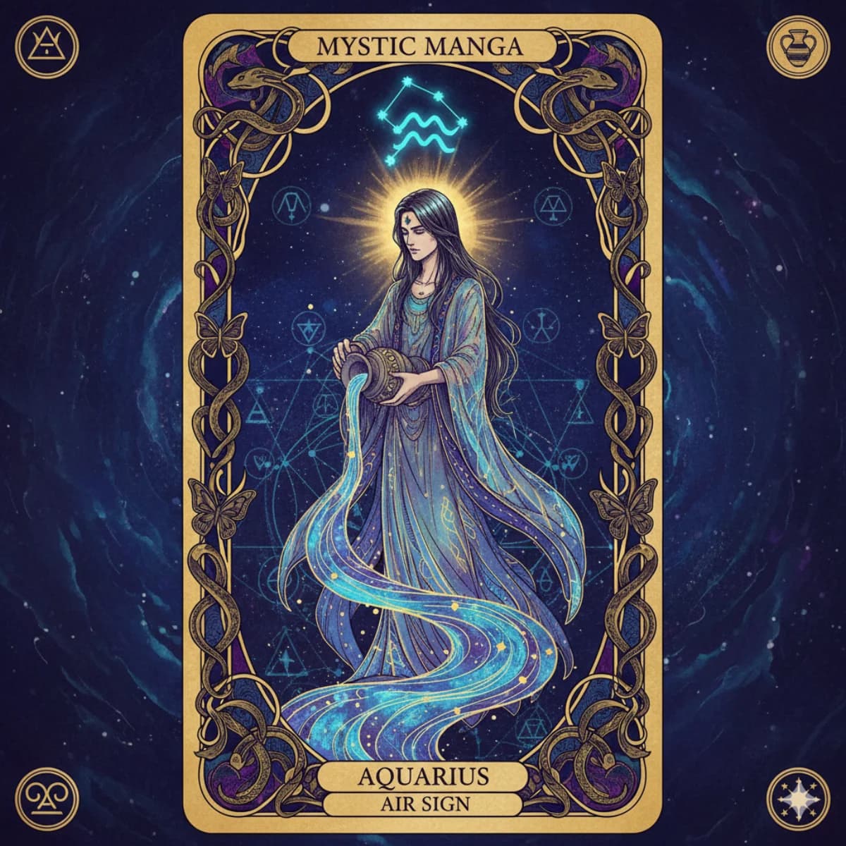 Aquarius zodiac card — Mystic Manga