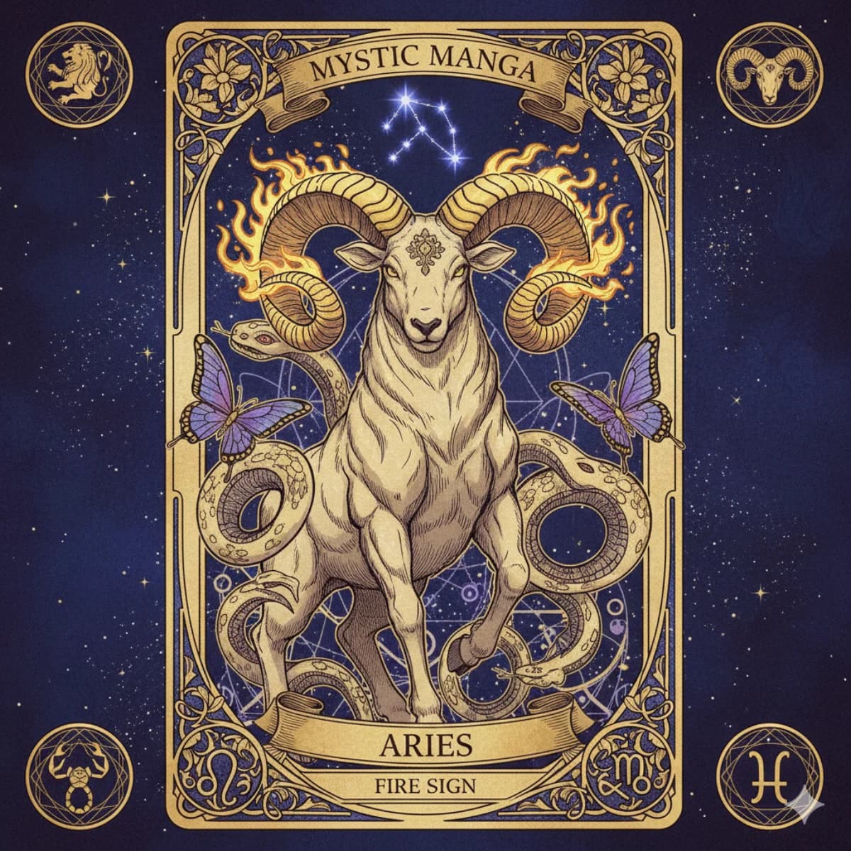 Aries zodiac card — Mystic Manga
