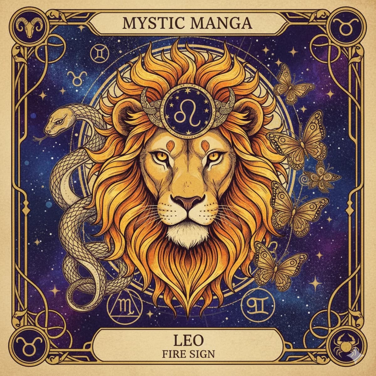 Leo zodiac card — Mystic Manga