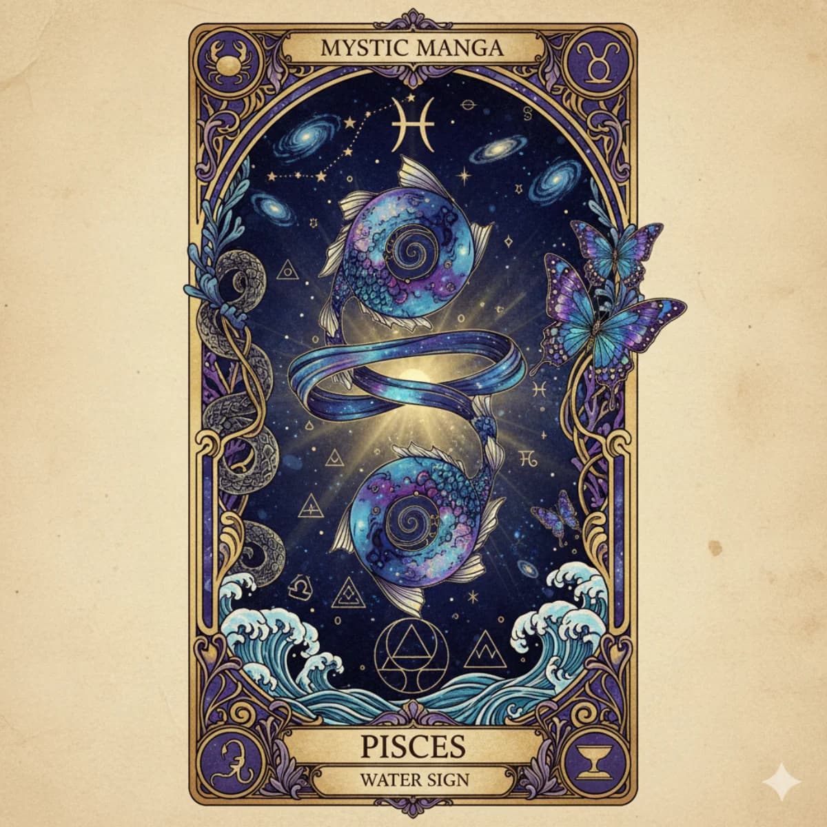 Pisces zodiac card — Mystic Manga