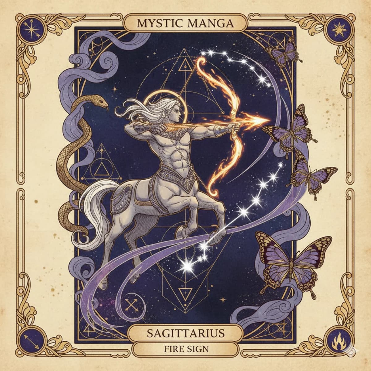 Sagittarius zodiac card — Mystic Manga