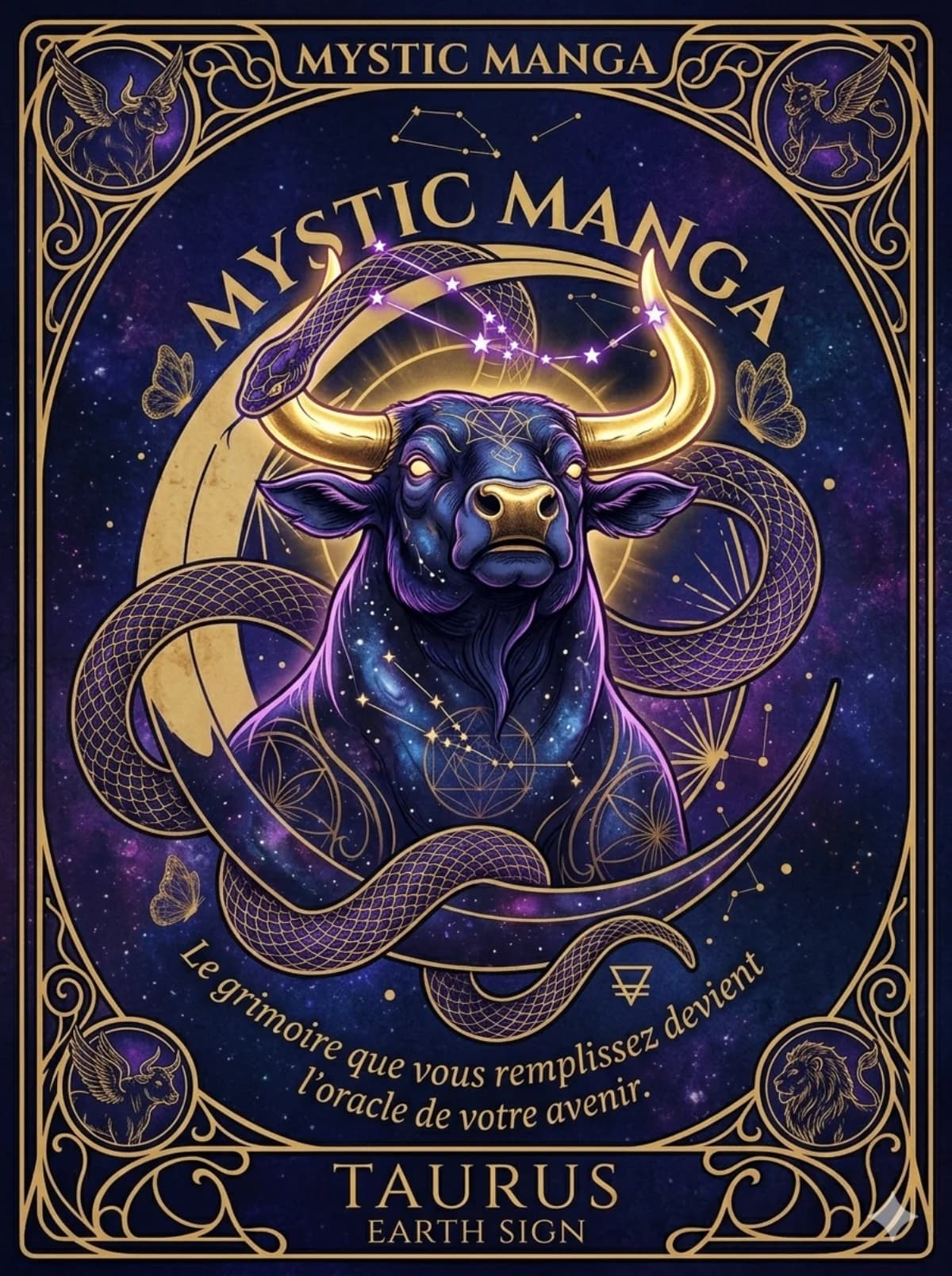 Taurus zodiac card — Mystic Manga edition